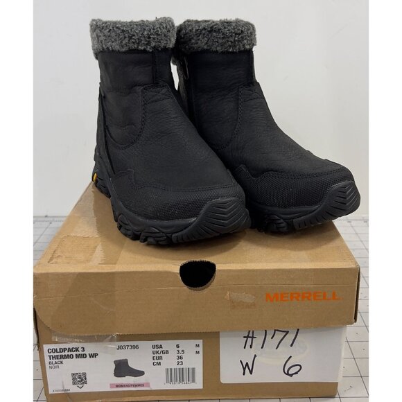 Merrell Coldpack 3 Thermo Mid Zip Waterproof Women's Shoes Black  Sz. 6 Leather - Picture 3 of 13